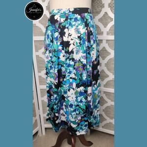 Coral Bay NWT Women's Mysterious Sea Floral Pleated Skirt Size XL
